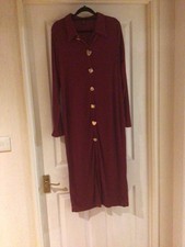 NEW Maroon jersey collared long sleeve calf length dress Size L By SHEIN