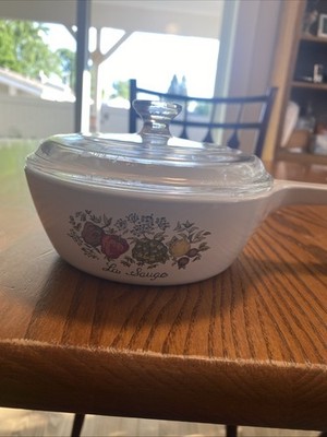 Vintage Corning Ware Spice of Life La Sauge Saucepan Handle, Pyrex Lid, 2.5 cups