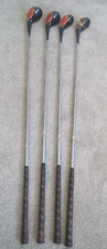 Set of 4 H&B Powerbilt 1,3,4&5 Persimmon Woods-ORIGINAL LEATHER GRIPS-SHAFTS etc