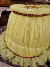Paralume cappello da Lampada tulle Giallo Vintage  h. cm. 32 x40 SG ^