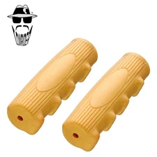 Original Lowrider 7/8" x 116mm Gold Rubber Finger Groove Ribbed Handlebar Grips.