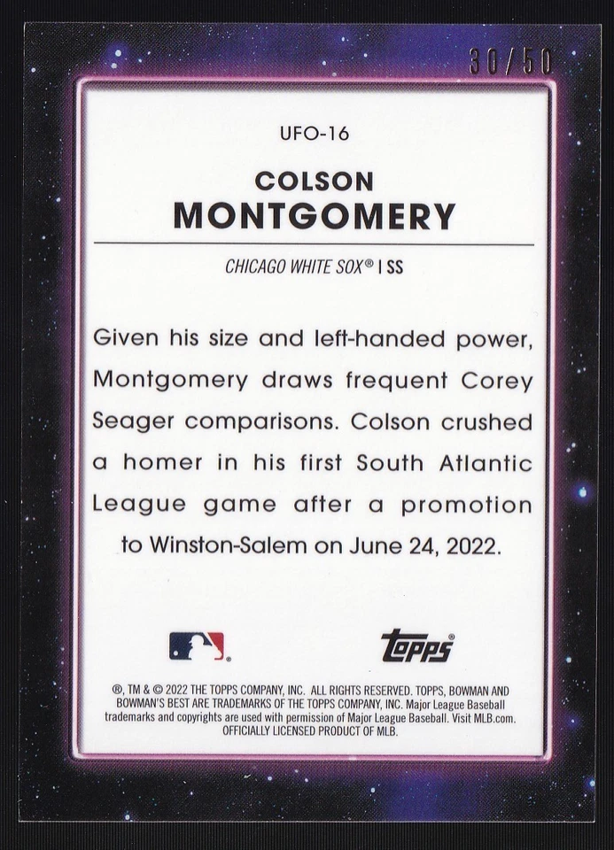 2022 Bowman's Best UFO Insert Colson Montgomery Lava Refractor Parallel /50 - Image 2 of 2