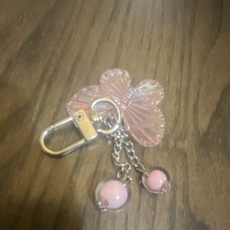 Pink Butterfly Keychain Party Favor w/ Organza Thank You Bag