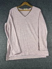 Bobbie Brooks Women's Shirt Size L Pullover Heathered Pink V Neck Long Sleeve