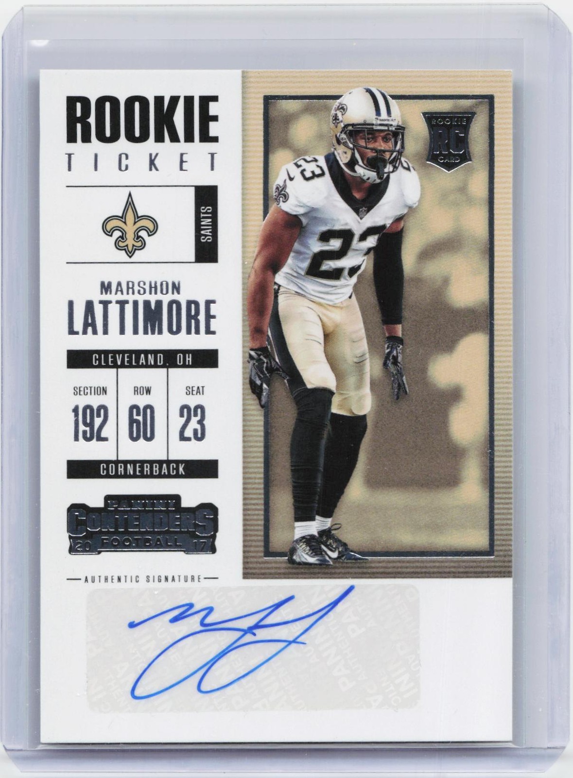 2017 Panini Contenders - Rookie Ticket Autographs #110 Marshon Lattimore
