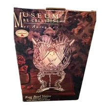 Museum Re-Creations Rose Bowl Votive 24% Lead Crystal Silver Plated Stand 1994