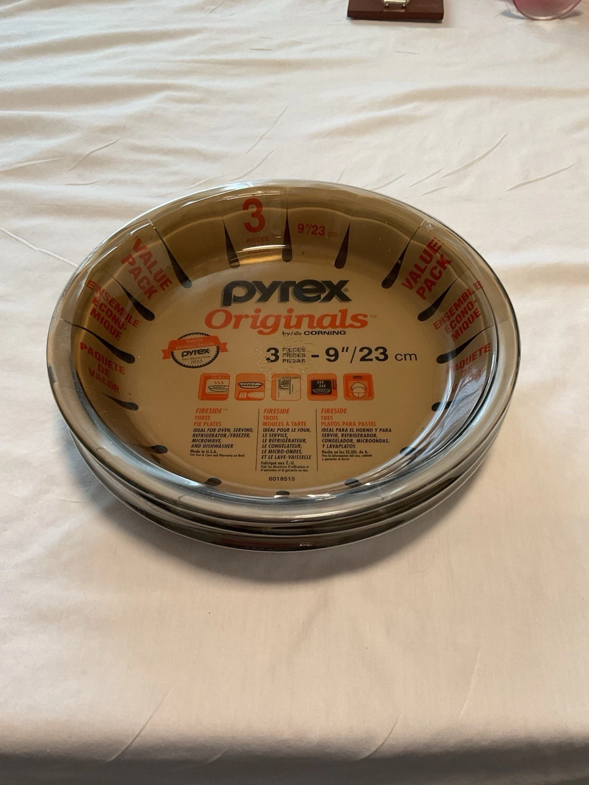 PYREX Originals Glass PIE PLATES 9" FACTORY SEALED 3 pack Vintage NOS