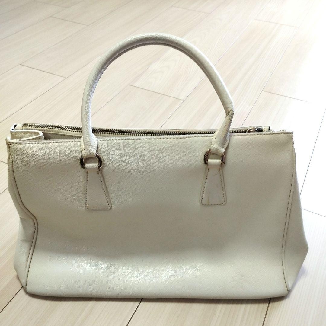 Prada Galleria White Leather Handbag AB Used Shoulder Bag Belt thumbnail 4