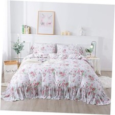 Rose Floral Duvet Cover Set Super Soft Women Girls Bedroom Decor Queen Pink