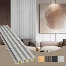 WPC Acoustic Slat Wall Paneling, 8-Pack 96 x 6 Inches 3D Wall Panels for Inte...