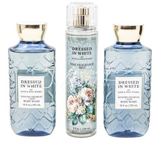 Bath  Body Works Dressed In White Spray Mist Shower Gel Body Wash 10 oz 3 pc
