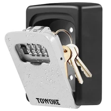 Key Lock Box Wall Mount Waterproof Combination Key Safe Box for Outside, Zinc...