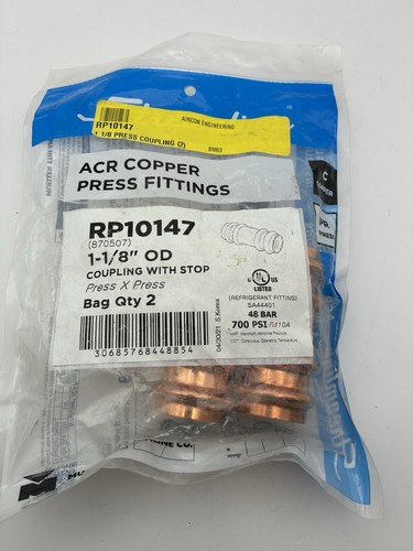 2 Streamline RP10147 1 1/8" OD Coupling With Stop ACR Copper PRESS Fitting