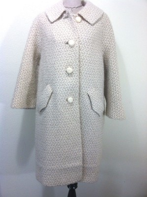 Vintage 60's womens coat beige white 