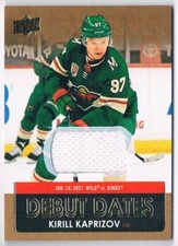 2021-22 UPPER DECK DEBUT DATES KIRILL KAPRIZOV JERSEY 1 COLOR MINNESOTA WILD