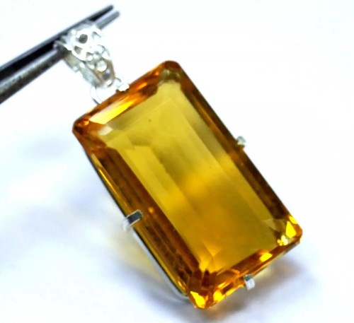 Citrin Smaragd Natur Gelb 925 Massiv Sterlingsilber 97,20Ct Anhänger Edelstein - Bild 2 von 6