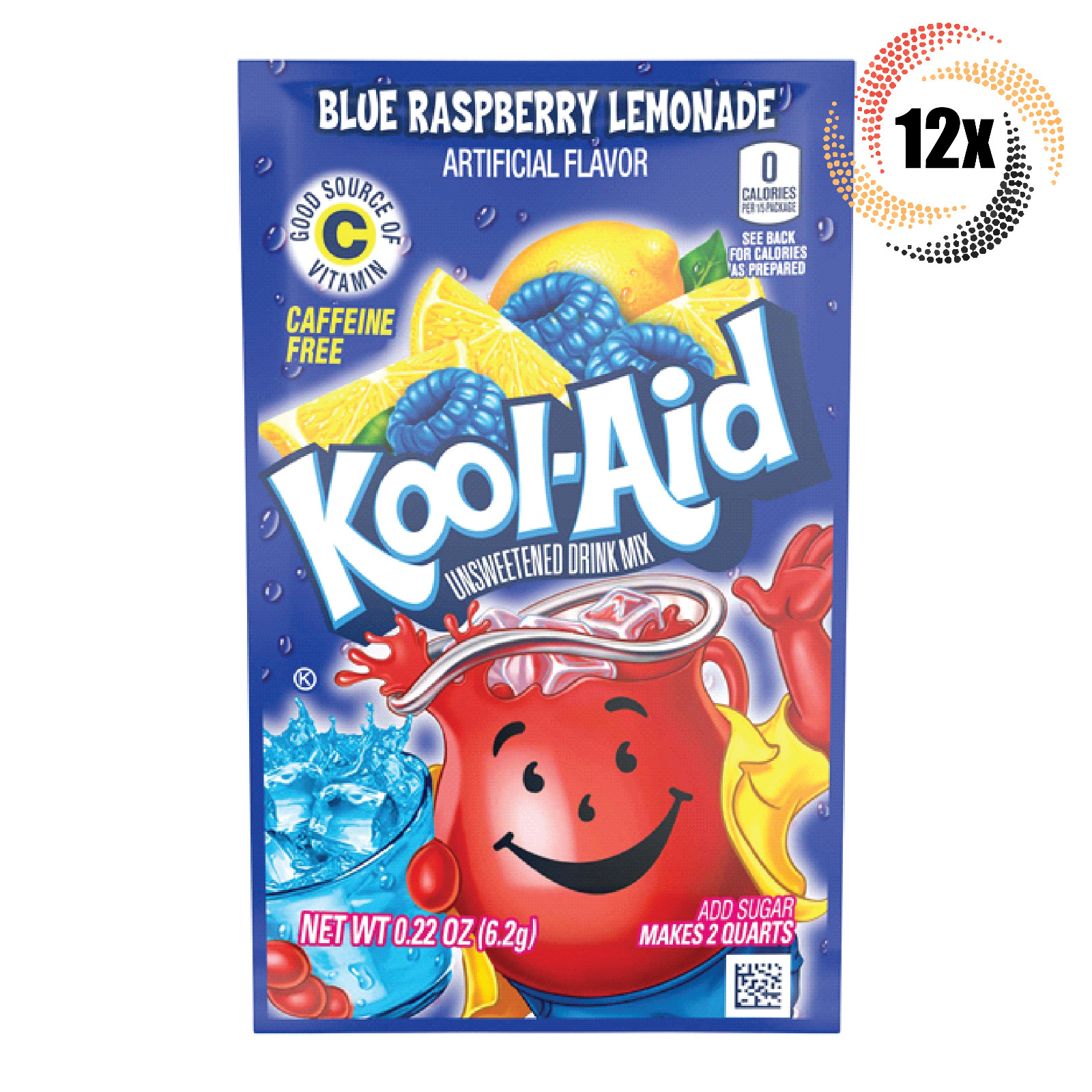 12 пакетиков Kool-Aid Blue Raspberry Lemonade смесь безалкогольных напитков без кофеина 2090₽