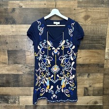 Skies Are Blue Theresa Embroidered Black Silhouette Flirty Dress XS