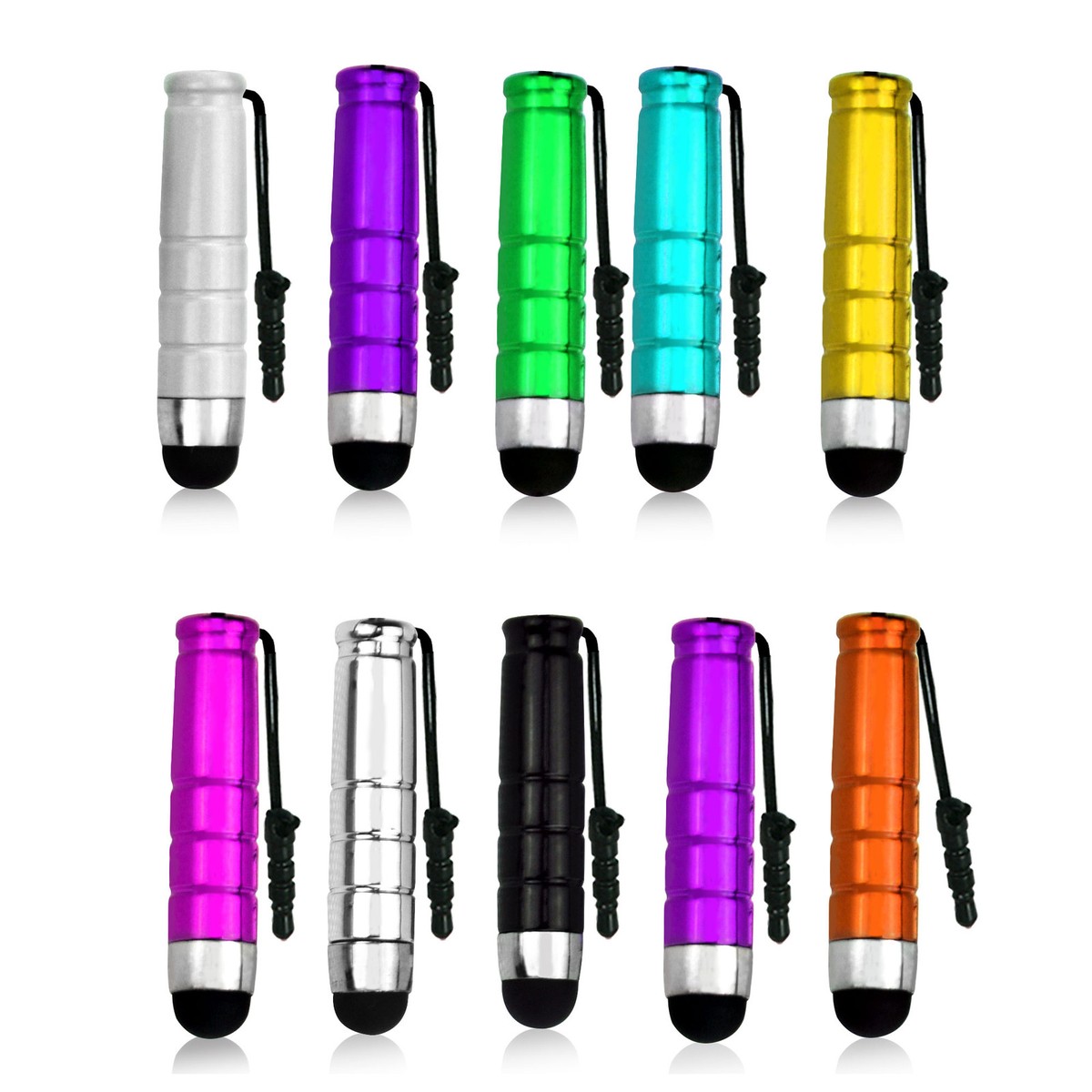 Lotto 10 Penne Touchscreen Universali Z1 Con Attacco Per Cuffie - Mini Stylus Multicolore
