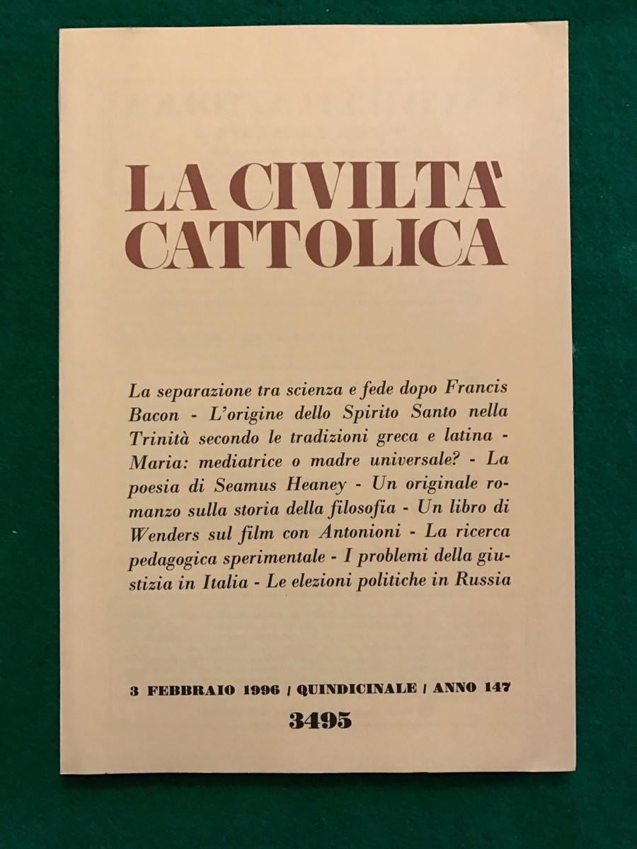 LA CIVILTÀ CATTOLICA Quaderno 3495 del 3 febbraio 1996 Anno 147 | eBay