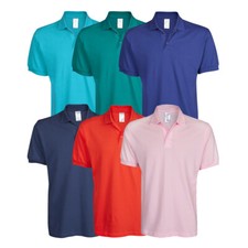 Mens Classic Polo Top Short Sleeve T-Shirt Plain Shirt 100% Cotton