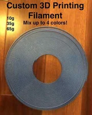 3D Printed Custom PLA Filament 1.75mm for 3D Printers/3D Pens 10g/35g/65g
