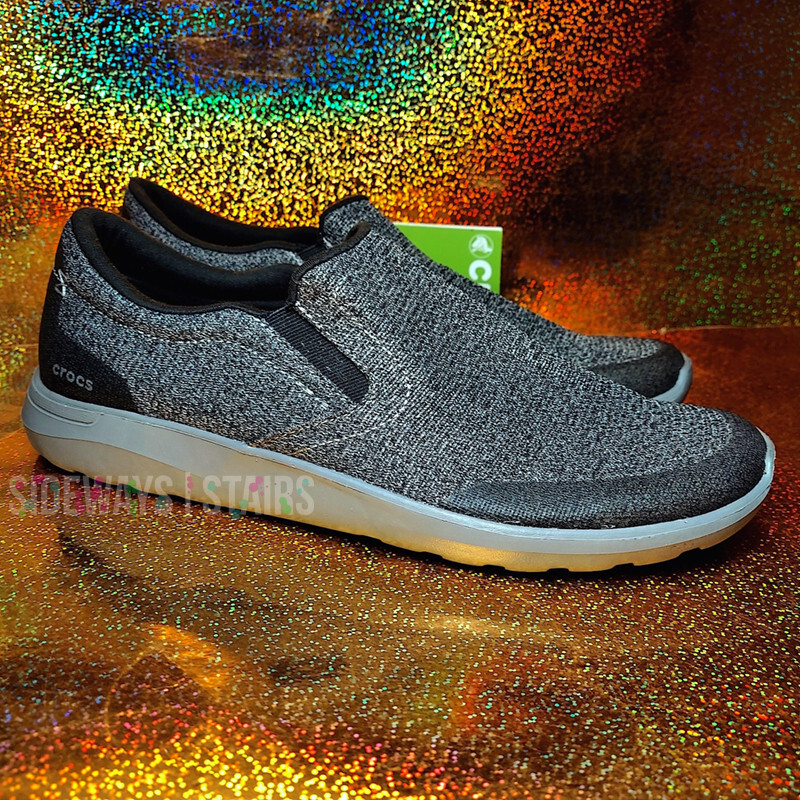 CROCS KINSALE SLIP-ON SHOES MENS 11 Woven Static Black Smoke Gray