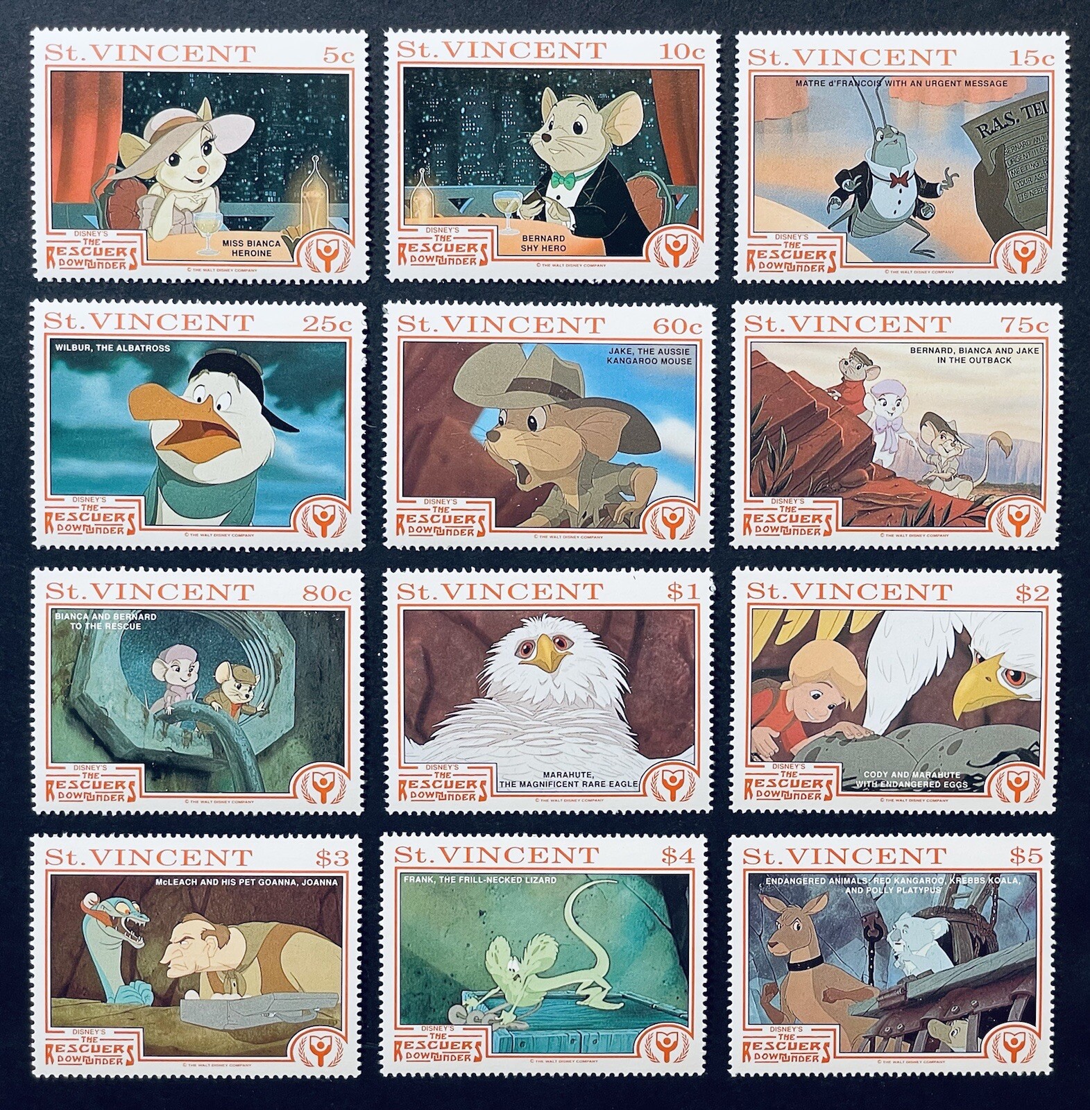 ST VINCENT THE RESCUERS DOWN UNDER COMPLETE DISNEY STAMPS 1991 MNH ...