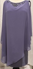 SLNY Chiffon Jeweled Scooped Neckline Purple Steel Attached Slip / Lining