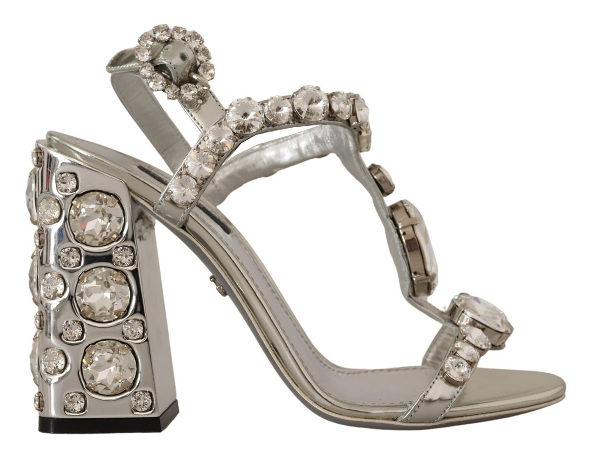 DOLCE & GABBANA アンクルストラッフサンタル CR1610AT457 8H958 DOLCE & GABBANA Sandals Crystals Strap Buckle High Heel EU37