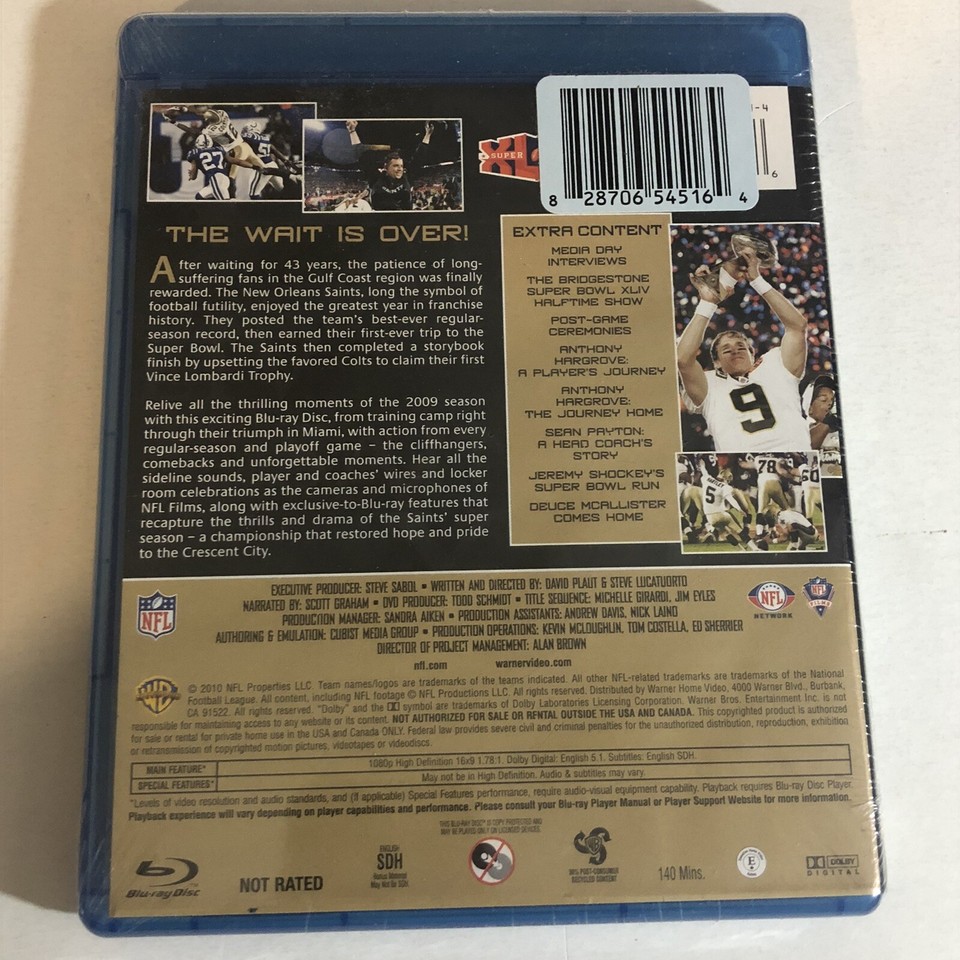 Super Bowl XLIV Champions New Orleans Saints BluRay Sealed New Old