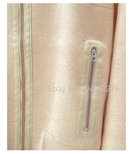 LP Damen Herbst/Winter Leder Wolle Reißverschluss Freizeit Cardigan Langarm Jacke - Bild 13 von 26