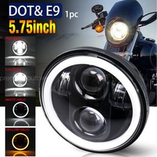 5.75" 5-3/4" Round LED Headlights Hi/Lo Projector Halo Angle Eyes For Motorcycle