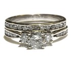14k white gold .96ct round diamond wedding engagement band ring 3.9g vintage — photo 1