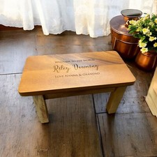 Personalised Rectangular Small Wooden Children's Decorative Stool Engraved Gift