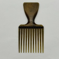 Vintage Hair Lift Pick Comb Brown Swirl Wide 11 Tooth Soft Styling Tool