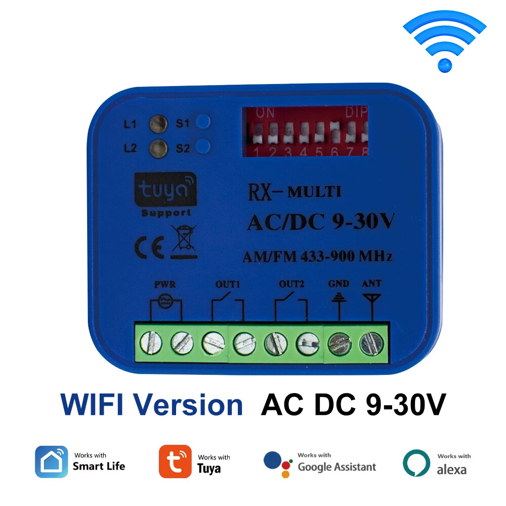 WIFI Garage Door Remote Control Receiver 2CH Controller Smart Switch 433 868 MHz