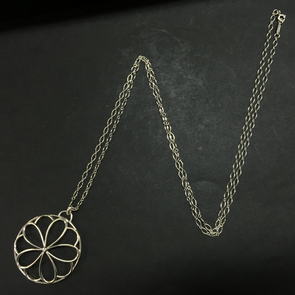 TIFFANY&CO. Flower Circle Silver 925 1P Diamond Pendant Necklace/2AF2186
