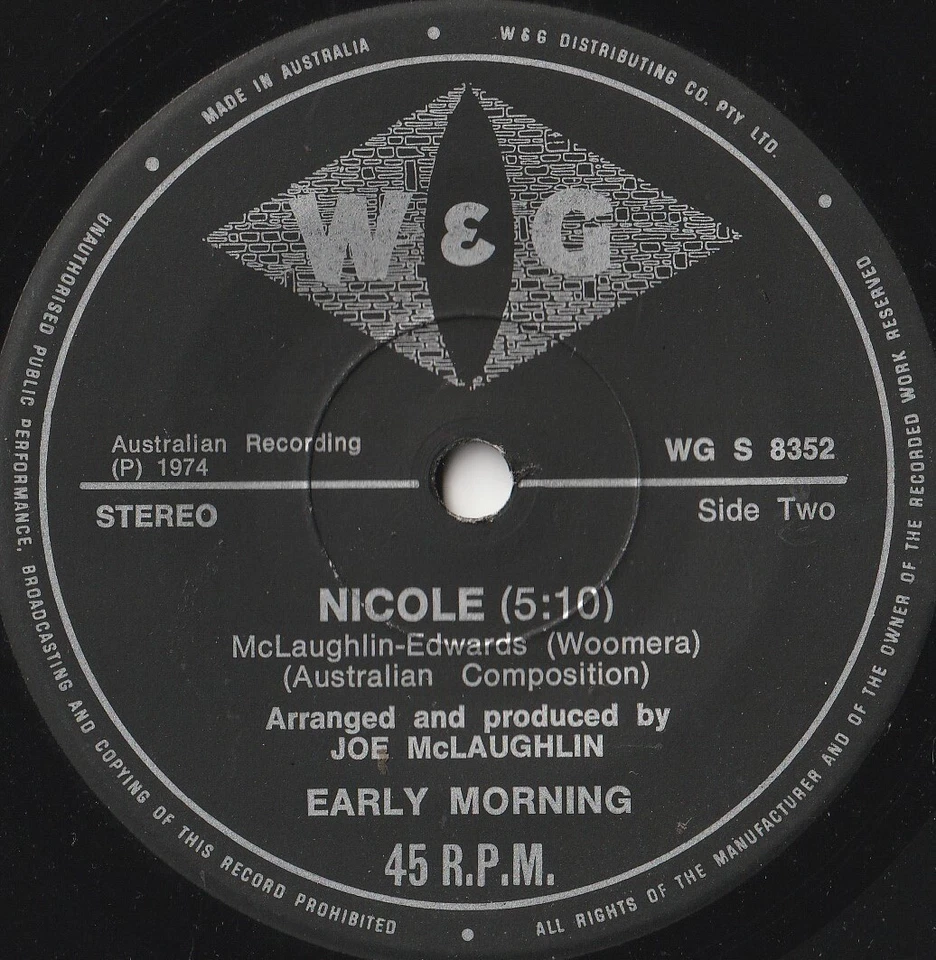 EARLY MORNING 45: SMOKIES b/w NICOLE AUSSIE W & G 8352 NM & NM 1974 - Image 2 of 2