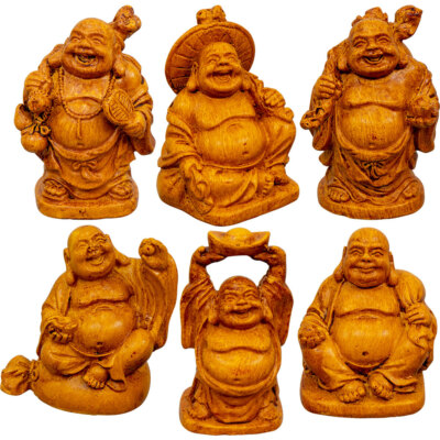 Polyresin Feng Shui Figurines 2 inch Buddha Set/6