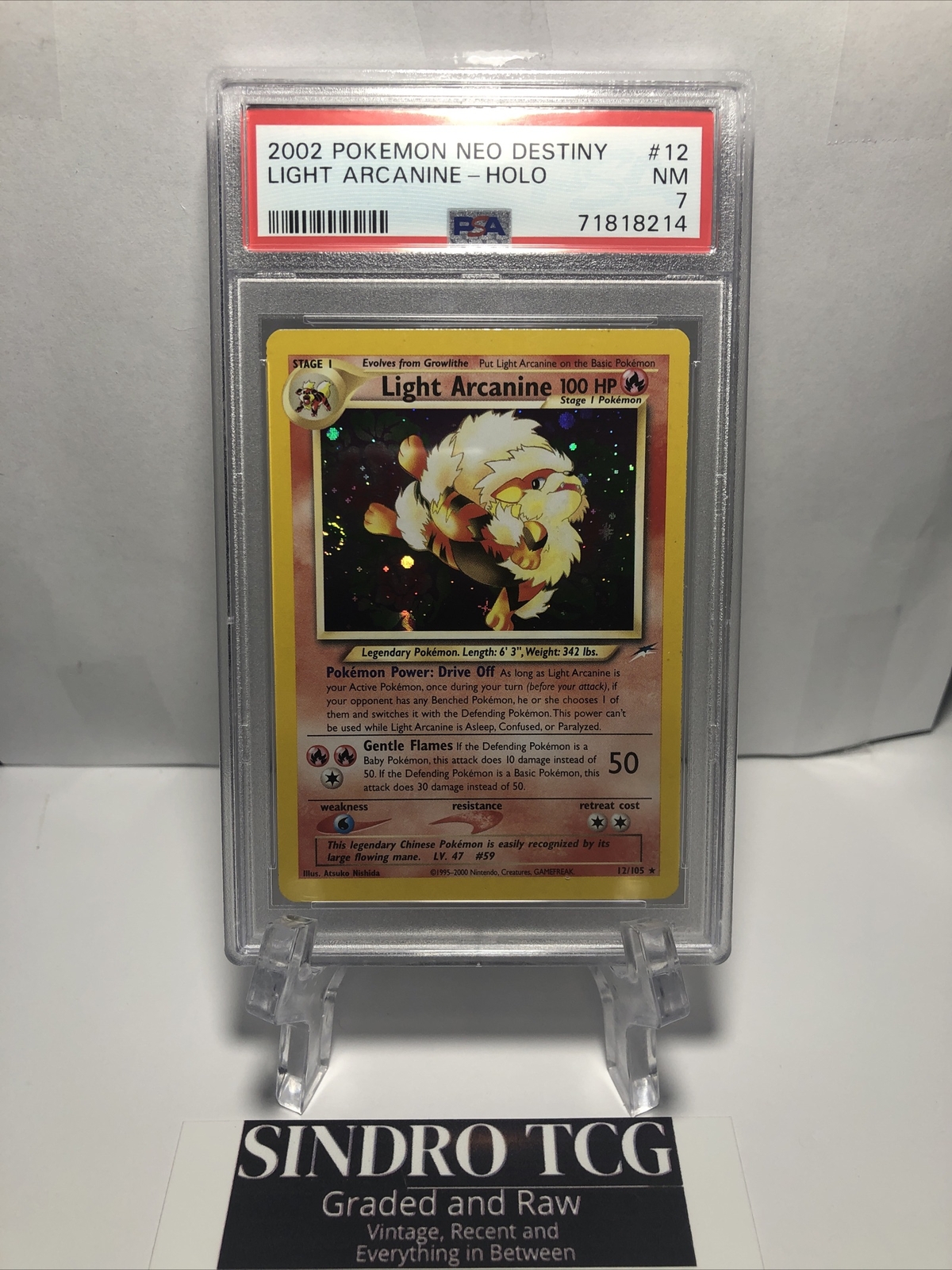 LIGHT ARCANINE 12 2002 POKÉMON CARD NEO DESTINY HOLO SWIRL RARE 12/105 PSA 7 NM eBay