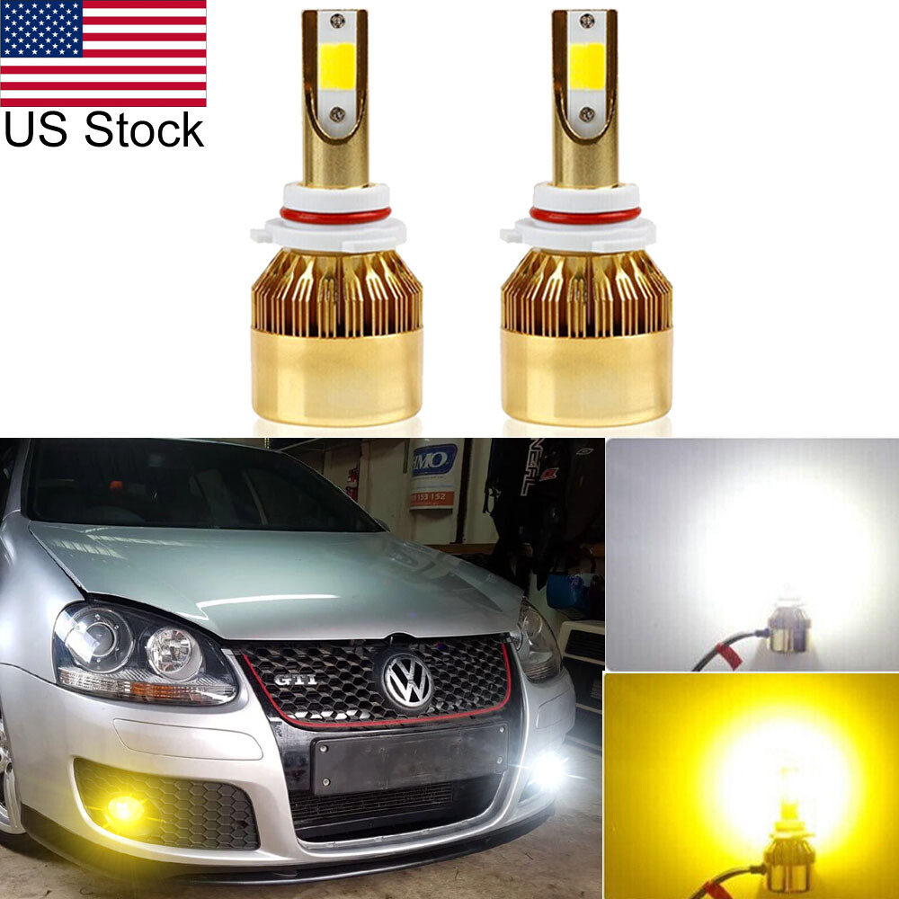 2x 9005 9006 LED Yellow White Switchback Fog Light Bulbs For VW