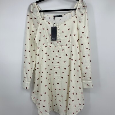 Nasty Gal Womens 2 Dress square button front floral Tea Dress mini NEW