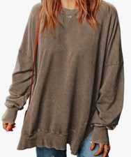 NEW Shewin Women's Oversized Crewneck Pullover Sweatshirt Size Small