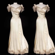 Vintage Champagne Wedding Dresses Mermaid Mid Century Satin Bridal Gowns