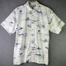 AFTCO Bluewater Men's XXL Hawaiian Shirt Saltwater Fishing Marlin Swordfish SS3