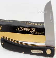 Imperial Schrade Old Timer Smooth Black Delrin Sod Buster Pocket Knife Jr