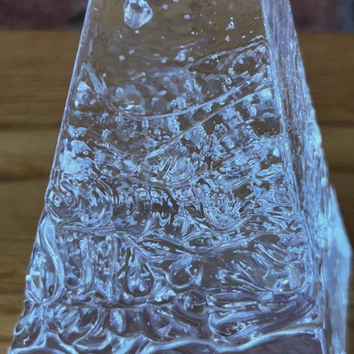 Paperweight Pyramid Shape Clear Glass Water Effect Hand Made Art Glass - Picture 3 of 9