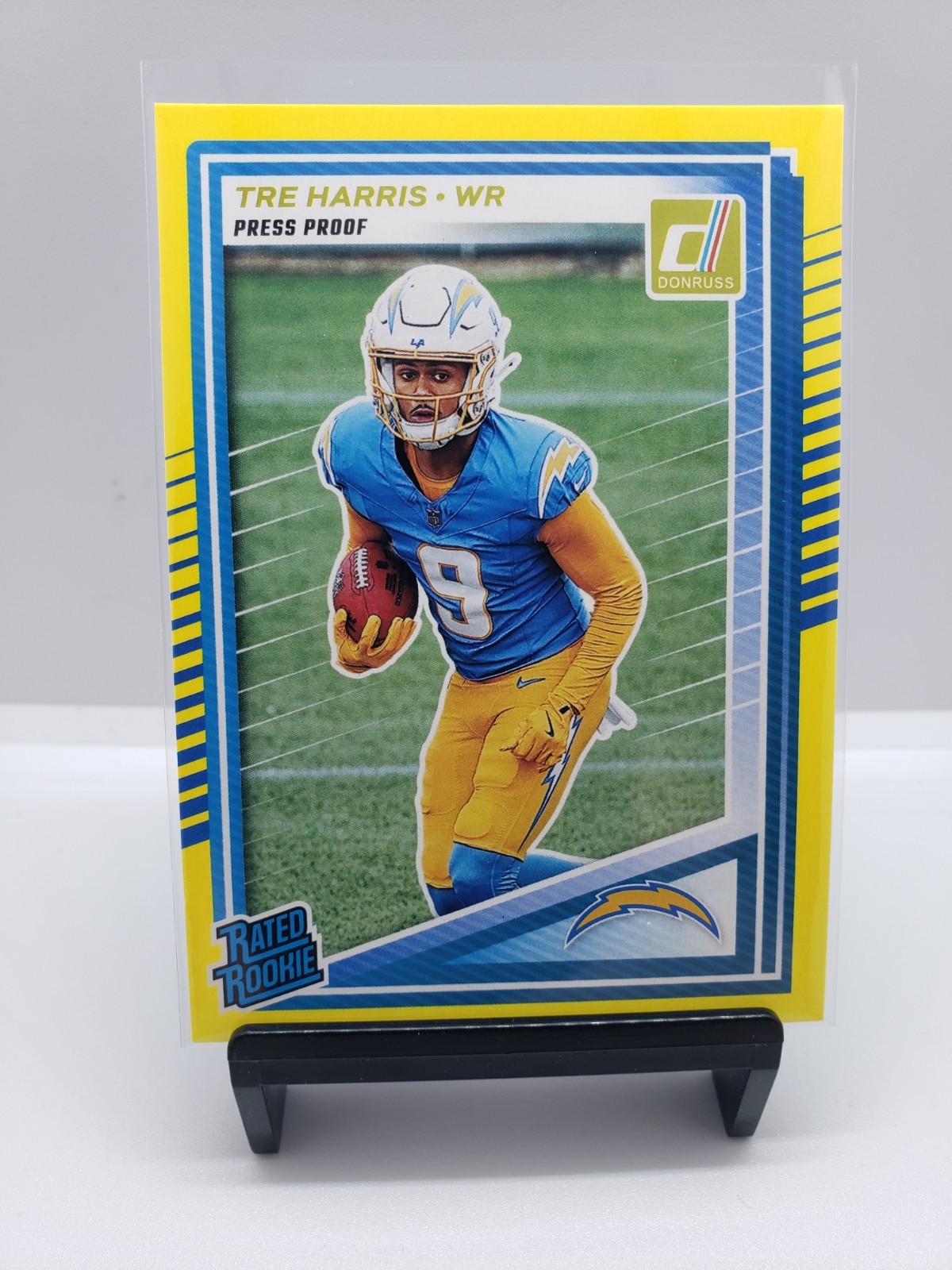 2025 Donruss Yellow Flood Press Proof Tre Harris Rated Rookie #329