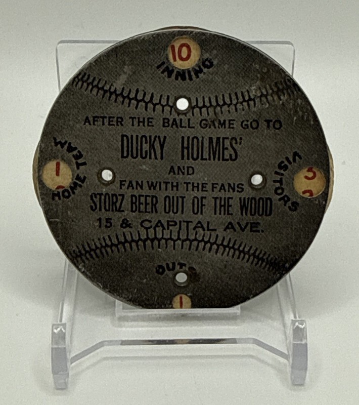 Becker Mayer & Co Baseball Scorer Fob 1910s? Ducky Holmes / Storz Beer Adv ~